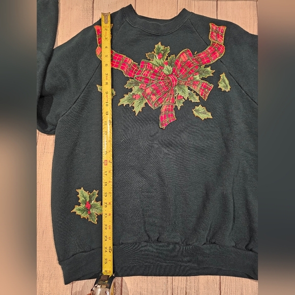 Fruit of the Loom vintage made in USA dark green Crewneck Sweatshirt Holiday XL - Picture 2 of 9